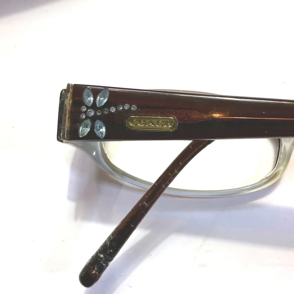 Coach Brown Signature Monogram Oval Eyeglass Frames with Hard Case